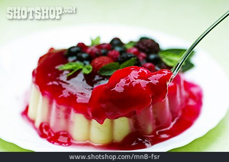 
                Dessert, Fruchtsoße, Vanillepudding                   