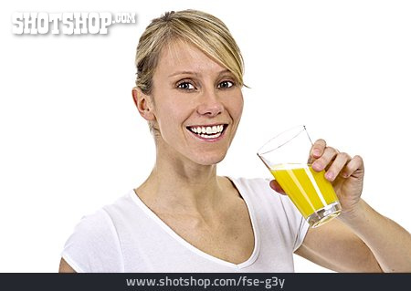 
                Frau, Trinken, Orangensaft                   