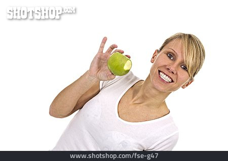 
                Frau, Apfel                   