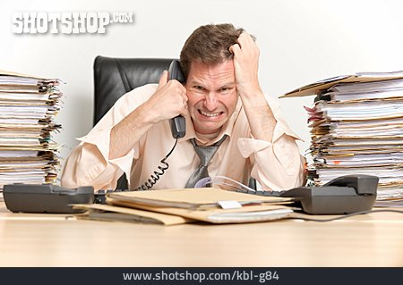 
                Geschäftsmann, Telefonieren, überfordert, Stress & Belastung                   