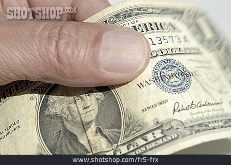 
                Hand, Geldschein, Dollar                   