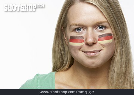 
                Junge Frau, Deutschland, Fan, Patriotismus                   