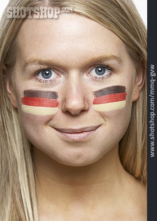 
                Junge Frau, Deutschland, Fan, Patriotismus                   