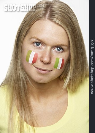 
                Junge Frau, Fan, Italien, Patriotismus                   