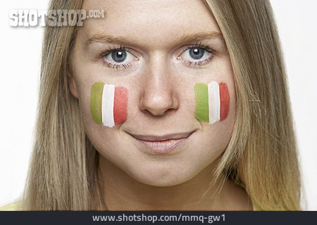 
                Junge Frau, Fan, Italien, Patriotismus                   