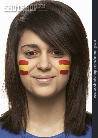 
                Junge Frau, Fan, Spanien, Patriotismus                   