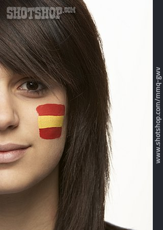 
                Junge Frau, Fan, Spanien, Patriotismus                   