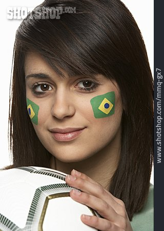 
                Junge Frau, Fan, Patriotismus, Brasilianerin                   