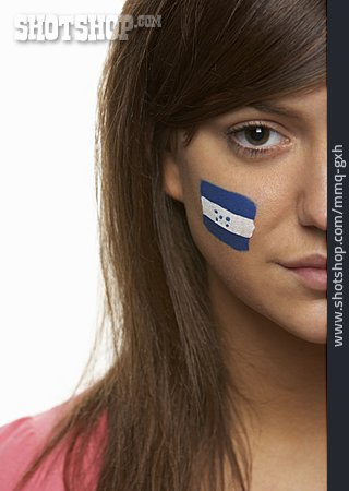 
                Junge Frau, Fan, Patriotismus, Honduras                   