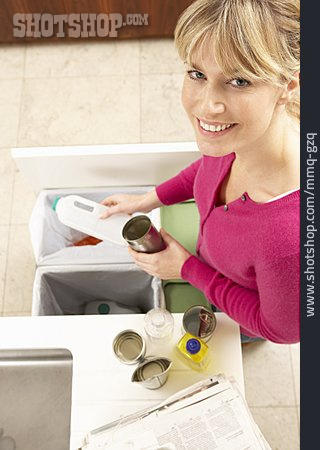 
                Young Woman, Recycling, Waste Separation                   