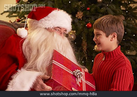 
                Junge, Weihnachtsmann, Weihnachtsgeschenk                   