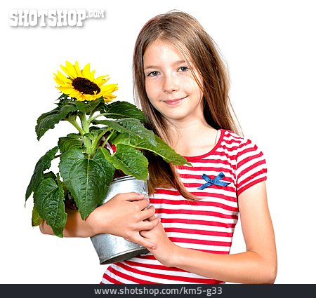 
                Mädchen, Sonnenblume, Blumentopf                   