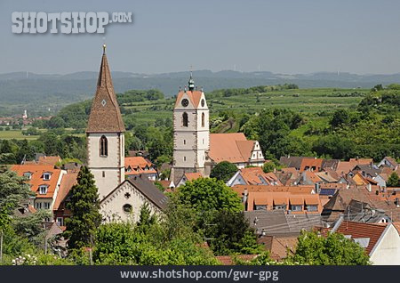 
                Dorf, Kirchturm, Endingen                   