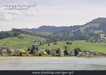 
                Dorf, Seeufer, Schwyz, Sihlsee, Einsiedeln                   
