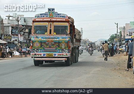 
                Lkw, Straßenverkehr, Indien                   