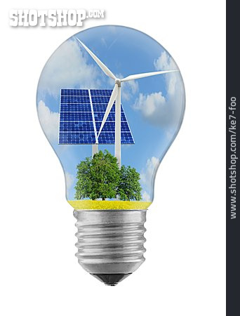 
                Umweltschutz, Glühbirne, Regenerative Energie                   