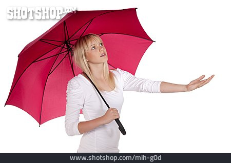 
                Junge Frau, Frau, Regen, Regenschirm                   