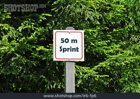 
                Schild, Hinweis, Sprint, Distanz                   