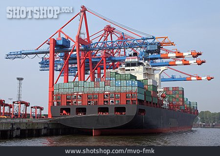 
                Containerschiff, Hamburger Hafen, Frachtgut                   