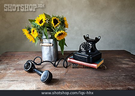 
                Telefon, Retro, Blumenstrauß                   