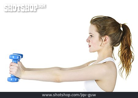 
                Young Woman, Weightlifting, Dumbbell Training                   