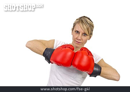 
                Frau, Entschlossen, Boxen, Boxhandschuh                   
