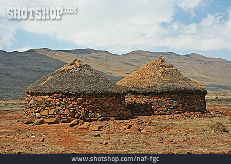 
                Stone Cottage, Lesotho, Sani Pass, Rondavel, Round Hut                   