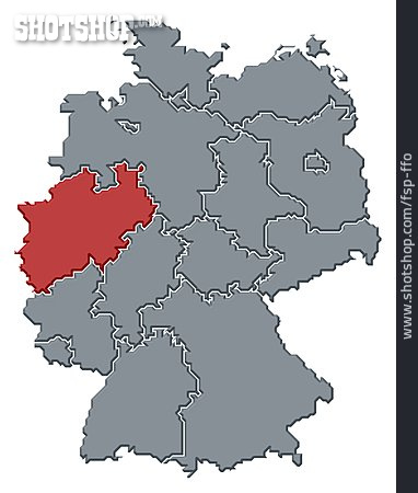 
                Deutschland, Nordrhein-westfalen, Deutschlandkarte                   