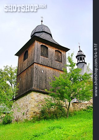 
                Kirchturm, Holzkirche, Reichenberg                   