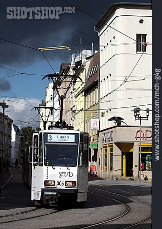 
                öffentliches Verkehrsmittel, Straßenbahn, Gera                   