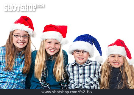 
                Weihnachtsmütze, 4 Kinder                   