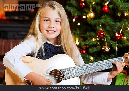 
                Girl, Christmas, Playing Guitar, Christmas Song                   