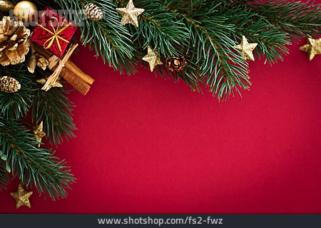 
                Copy Space, Christmas, Fir Branch, Christmas Decorations                   