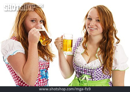 
                Junge Frau, Bier, Oktoberfest, Bayrisch, Schwester                   