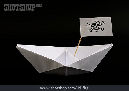 
                Papierschiff, Piratenflagge                   