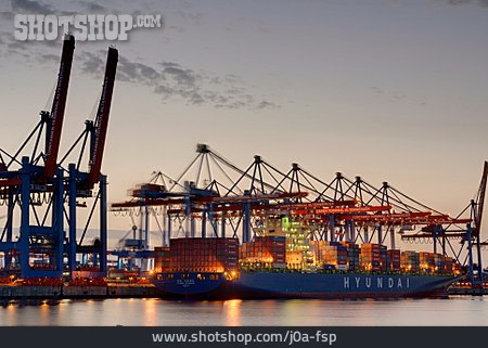 
                Containerschiff, Containerkran, Frachthafen                   