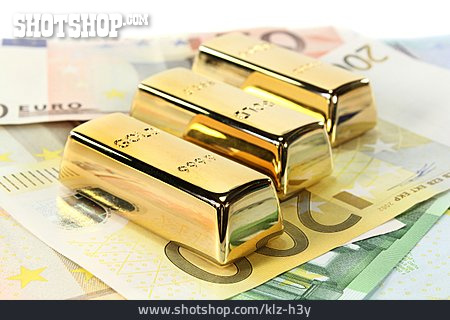 
                Euro, Geldschein, Goldbarren                   