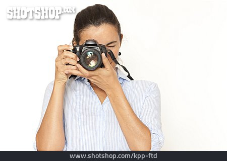 
                Frau, Fotografin, Fotografieren                   