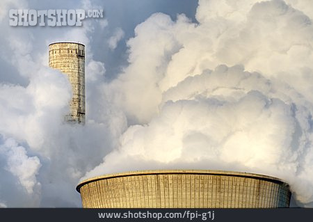 
                Industrie, Umweltverschmutzung, Dampf, Qualm, Kraftwerk                   