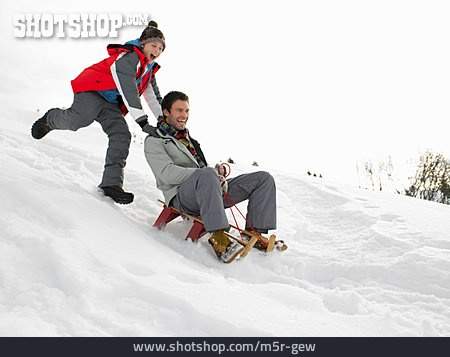 
                Father, Son, Sledging, Pushing                   