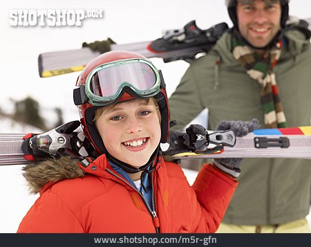 
                Vater, Tragen, Ski, Sohn                   