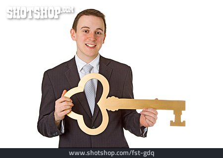
                Mann, Schlüssel, Schlüsselübergabe                   