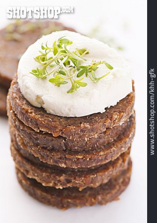 
                Stacked, Goat Cheese, Pumpernickel                   