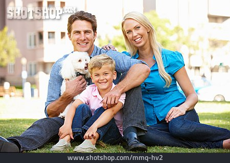 
                Park, Pudel, Familie, Familienportrait                   
