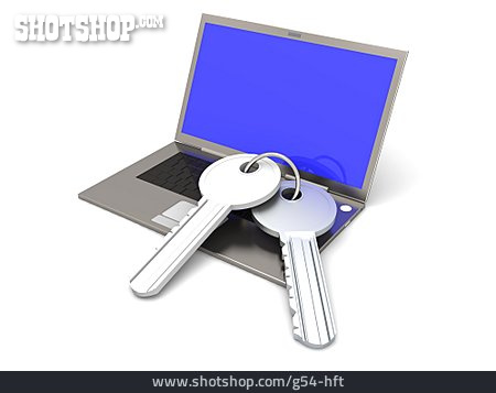 
                Laptop, Datenschutz, Schlüssel                   