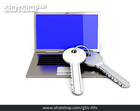 
                Laptop, Schlüssel, Computersicherheit                   
