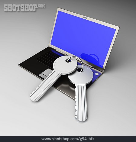 
                Laptop, Datenschutz, Schlüssel                   