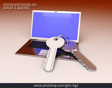 
                Laptop, Schlüssel, Computersicherheit                   