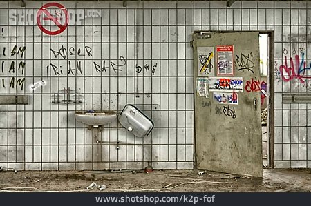 
                Toilette, Zerstört, Graffiti                   