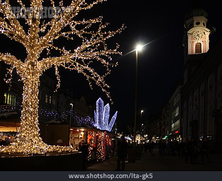
                Innsbruck, Weihnachtsmarkt, Kristall, Weihnachtsbeleuchtung                   